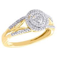 10K Yellow Gold Diamond Circle Split Shank Right Hand Cocktail Ring 0.20 CT.