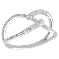 10K White Gold Diamond Bypass Criss Cross Right Hand Cocktail Ring 1/5 Ct.