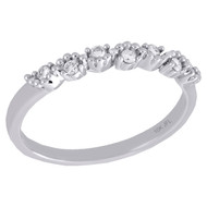 10K White Gold Round Diamond Contour / Waved Stackable Right Hand Ring 1/8 Ct.