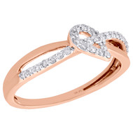 10K Rose Gold Diamond Criss Cross Intersect Teardrop Right Hand Ring 1/5 Ct.