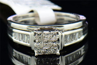 Ladies 14K White Gold Princess Diamond Bridal Set Engagement Wedding Ring .52 ct