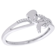 .925 Sterling Silver Diamond Angel Wing Swirled Heart Cocktail Ring 1/20 Ct.