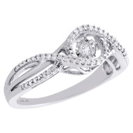 10K White Gold Dancing Diamond Love Swirl Right Hand Cocktail Ring 1/4 Ct.