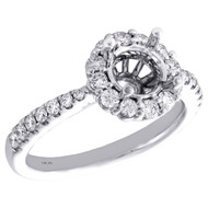 14K White Gold 5/8 CT Diamond Semi Mount Engagement Ring For 1CT Round Solitaire