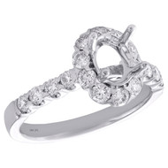 18K White Gold 7/8 CT Diamond Semi Mount Engagement Ring For 1 CT Oval Solitaire