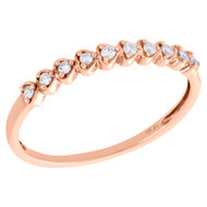 10K Rose Gold Diamond Hearts Love Stackable Right Hand Promise Ring 1/10 Ct.