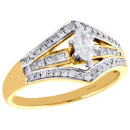 14K Yellow Gold Marquise Solitaire Diamond Split Shank Engagement Ring 1/2 CT.