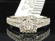 Diamond Engagement Ring 14K White Gold Round Cut 1/2 Ct Square Halo