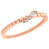 10K Rose Gold Graduated Diamond Designer Stackable Right Hand Ring 1/20 Ct.