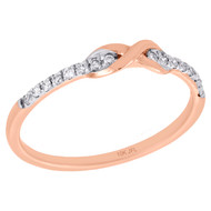 10K Rose Gold Diamond Infinity Love Knot Stackable Right Hand Ring 1/10 Ct.
