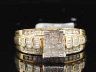 Diamond Engagement Ring 14K Yellow Gold Princess Round & Baguette 0.75 Ct