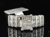 Diamond Engagement Ring 14K White Gold Princess & Round Cut 1 Ct.