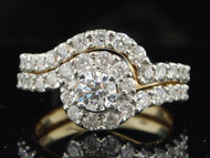 Solitaire Engagement Ring Diamond Bridal 14K Yellow Gold Wedding Set 1.45 Ct.