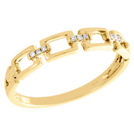 10K Yellow Gold Pave Set Diamond Chain Link Stackable Right Hand Ring 0.03 Ct.