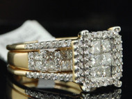 Princess Cut Diamond Engagement Ring Yellow Gold Enhancer Style Bridal Set 2 Ct.