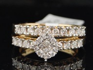 14K Yellow Gold Princess Cut Diamond Engagement Ring Bridal Set 0.87 CT