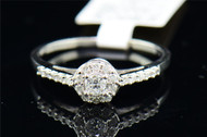 Ladies 14K White Gold Solitaire Diamond Halo Set Engagement Ring Bridal 0.27 Ct.