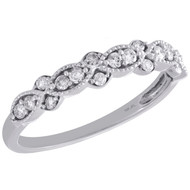 10K White Gold Diamond Teardrop Milgrain Edge Stackable Right Hand Ring 1/4 Ct.