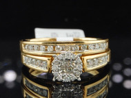 Ladies 14K Yellow Gold Diamond Engagement Ring Wedding Band Bridal Set 0.50 Ct.