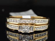 Ladies 14K Yellow Gold Princess Cut Diamond Engagement Ring Wedding Band Set