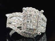 Diamond Engagement Ring 14K White Gold Princess & Round Cut 2 Ct