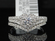 Heart Diamond Solitaire Engagement Ring 14K White Gold Bridal Wedding Set .76 Ct