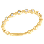 10K Yellow Gold Bezel Set Diamond Stackable Right Hand Promise Ring 1/10 Ct.