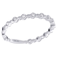 10K White Gold Bezel Set Diamond Slender Stackable Right Hand Ring 1/10 Ct.