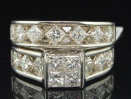 Princess Cut Diamond Bridal Ring Set 14K White Gold Wedding Band 1.07 Ct.