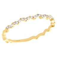 10K Yellow Gold Pave Set Diamond Contoured Stackable Right Hand Ring 0.13 Ct.