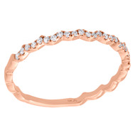 10K Rose Gold Pave Set Diamond Contoured Stackable Right Hand Ring 0.13 Ct.