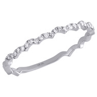 10K White Gold Diamond Contoured Stackable Right Hand Cocktail Ring 1/8 Ct.