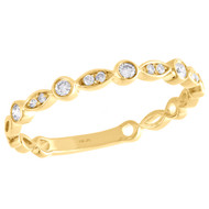 10K Yellow Gold Bezel Set Diamond Teardrop Stackable Right Hand Ring 1/6 Ct.