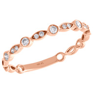 10K Rose Gold Bezel Set Diamond Teardrop Stackable Right Hand Ring 1/6 Ct.