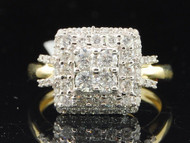 Diamond Engagement Ring 10K Yellow Gold Round Cut Halo 1 Ct Square Design