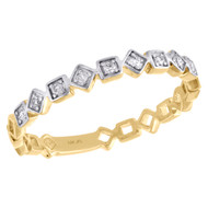 10K Yellow Gold Diamond Square Design Ladies Right Hand Cocktail Ring 1/10 Ct.