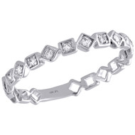 10K White Gold Diamond Square Design Ladies Right Hand Cocktail Ring 1/10 Ct.