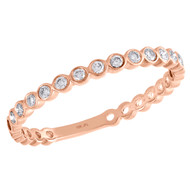10K Rose Gold Bezel Set Diamond Round Stackable Right Hand Ladies Ring 1/5 Ct.