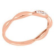 10K Rose Gold Pave Diamond Contour Stackable Right Hand Promise Ring 0.02 Ct.