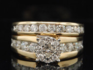 Diamond Bridal Set 14K Yellow Gold Princess & Round Cut Engagement Ring 1.75 CT