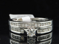 Round Diamond Solitaire Bridal Set Ladies White Gold Engagement Wedding Ring