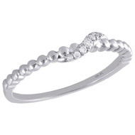 10K White Gold Graduated Diamond Designer Stackable Right Hand Ring 1/20 Ct.