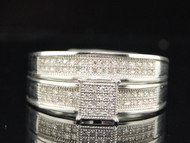 Round Diamond Square Engagement Ring White Gold Wedding Bridal Set 0.20 Ct.