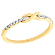 10K Yellow Gold Diamond Infinity Love Knot Stackable Right Hand Ring 1/10 Ct.