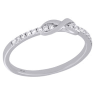 10K White Gold Diamond Infinity Love Knot Stackable Right Hand Ring 1/10 Ct.