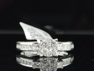 18k White Gold Round Cut Solitaire Diamond Wedding Bridal Engagement Ring .96 Ct