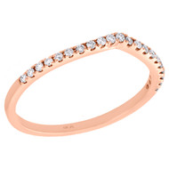 10K Rose Gold Pave Set Diamond Contour Stackable Right Hand Promise Ring 1/6 Ct.