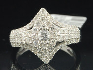 Round Solitaire Diamond White Gold Marquise Shape Engagement Ring 0.96 Ct.