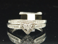 Ladies 14K White Gold Diamond Engagement Ring Wedding Band Bridal Set 0.55 Ct.
