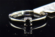 Black Diamond Solitaire Engagement Ring Round Cut Prong Set 10K White Gold.